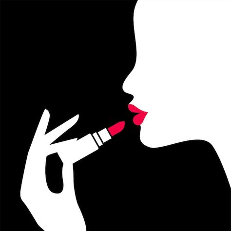 Makeup Silhouette, Study Makeup, Makeup Illustration, Lip Balm Labels, Silhouette Images, Beauty Lipstick, Woman Silhouette, Makeup Makeup, How To Apply Makeup