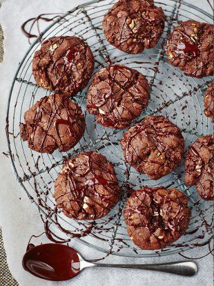 Devil's double choc malt cookies | Jamie Oliver Malt Cookies, Maltese Recipes, Sainsburys Recipes, Biscuits And Cookies, Jamie Oliver Recipes, Chocolate Malt, Biscuit Recipes, Chocolate Nuts, Dairy Free Chocolate