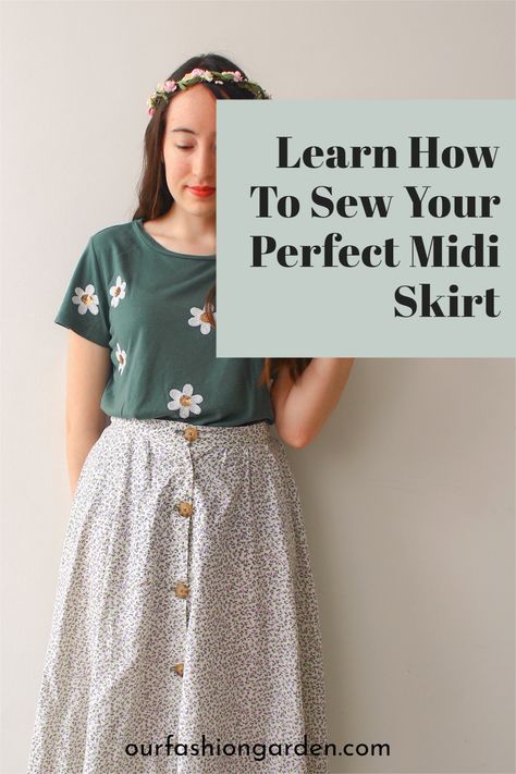 DIY midi skirt tutorial Button Up Midi Skirt Pattern, Sew A Midi Skirt, Diy Linen Skirt Free Pattern, Womens Skirt Sewing Pattern, Diy Midi Skirt Pattern, Easy Midi Skirt Pattern, Free Midi Skirt Pattern, Make Your Own Skirt, Tie On Skirt