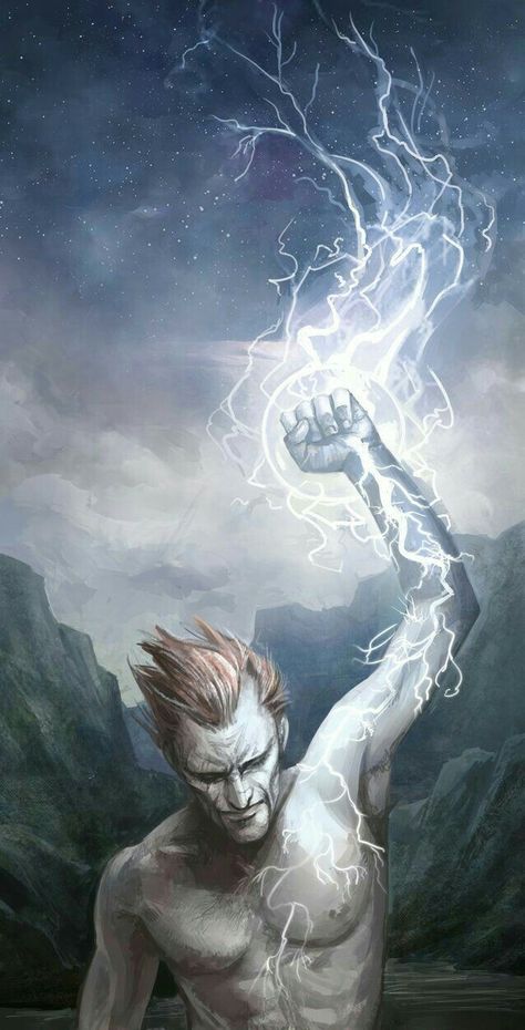 God Of Lightning Fantasy Art, Elemental Powers Character Inspiration, Snow Elemental, Lightning Elemental, Lightning Mage, Storm Sorcerer, Sorcerer Dnd, Dnd Sorcerer, God Of Lightning