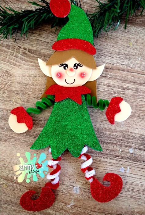 Manualidades Navideñas Elf Crafts, Hanger Crafts, Christmas Elves, Holiday Crafts Christmas, Felt Christmas Ornaments, Christmas Ornament Crafts, Christmas Crafts Decorations, Christmas Crafts For Kids, Felt Christmas