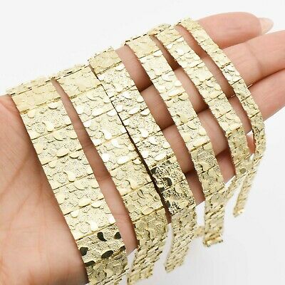 (eBay) Nugget Textured Rectangle Edge Link Bracelet Real 10K Yellow Gold Nugget Bracelet, Gold Nugget, Dope Jewelry, Gold Plated Bracelets, Fine Jewelry Bracelets, Bracelet Collection, Mens Jewelry Bracelet, Jewelry Business, Bracelets And Charms