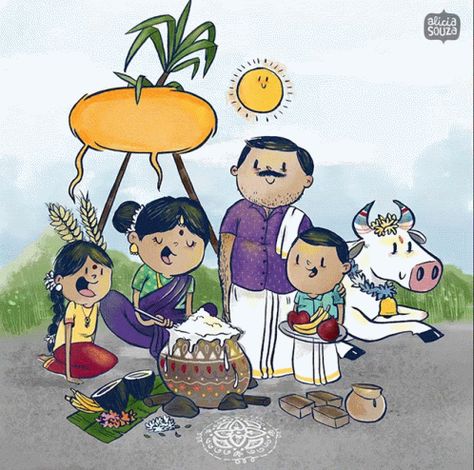 Happy Pongal Alicia Souza GIF - Happy Pongal Alicia Souza Pongalo Pongal - Discover & Share GIFs Sankranthi Festival, Doll Face Paint, Happy Pongal, Easy Art For Kids, Indian Illustration, Cartoon House, Boy Illustration, Happy Birthday Quotes For Friends, Creative Drawing Prompts