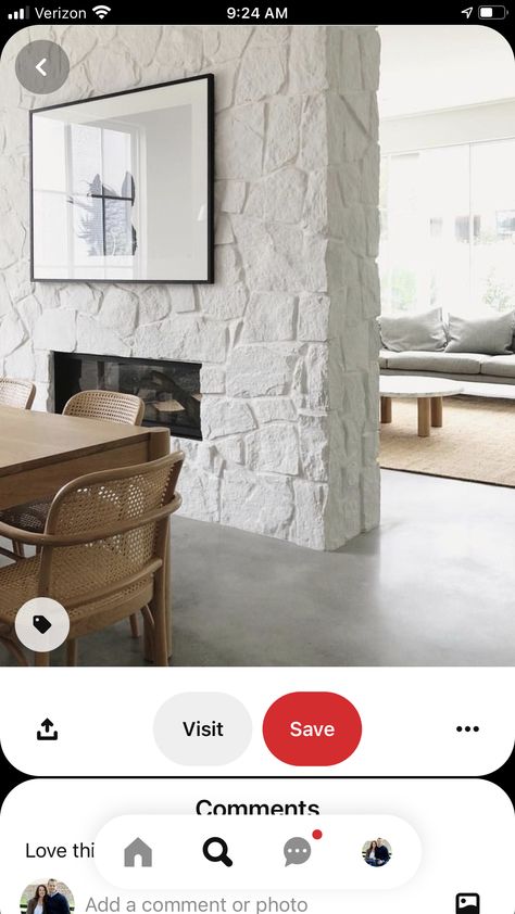 Light Rock Fireplace, White Limestone Fireplace, Faux Stone Wall Interior, Kitchen Stone Wall, Stone Wall Ideas, Interior Stone Wall, Whitewash Fireplace, Gabriola Island, Grey Stone Fireplace