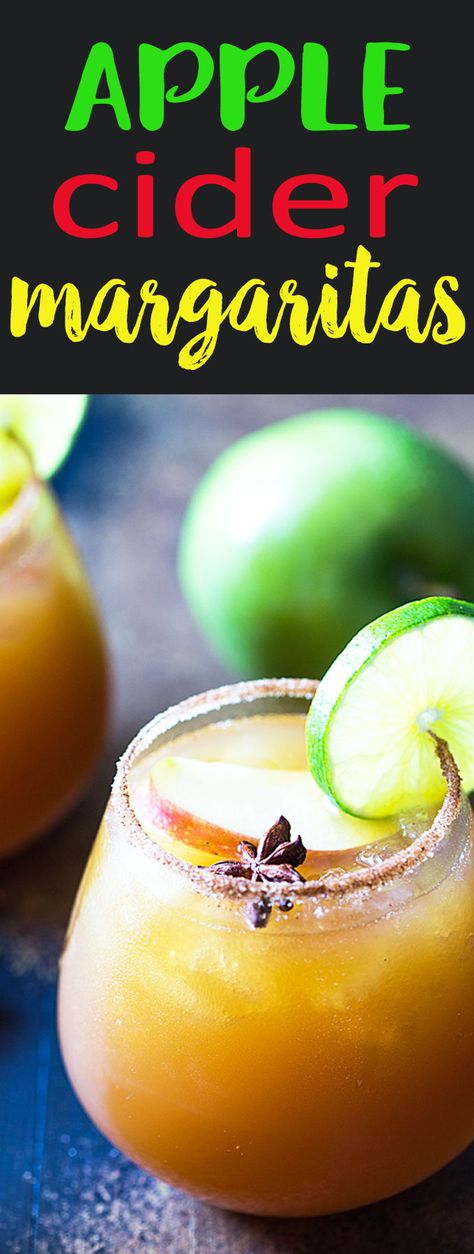 Apple Cider Margaritas - So sweet, tart and dangerously refreshing! Cider Margarita Recipe, Spiked Cider Recipes, Apple Cider Punch Recipes, Spiked Apple Cider Recipe, Cider Drink Recipes, Easy Holiday Cocktail Recipes, Apple Cider Margarita, Spiced Apple Cider Recipe, Cider Margarita