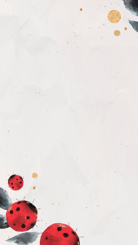 Shirt Background Design, Ladybug Background Wallpapers, Ladybug Wallpaper Aesthetic, Wallpaper Ladybug, Ladybug Background, Background Mobile, Mobile Phone Wallpaper, Leaves Watercolor, Ladybug Wallpaper