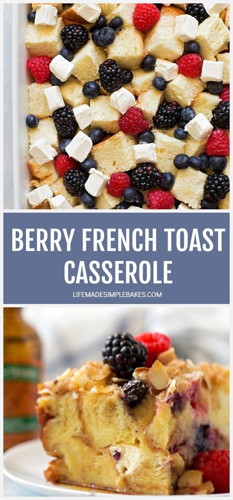 This berry french toast casserole is perfect for special occasions or weekend brunch! It can be prepped ahead and baked in the morning. Easy, delicious and a total crowd pleaser! Berry French Toast Bake, Berry Casserole, Lunch Toast, Berry French Toast Casserole, Berry French Toast, French Toast Casserole Easy, Breakfast Favorites, Life Made Simple, French Toast Casserole Recipes