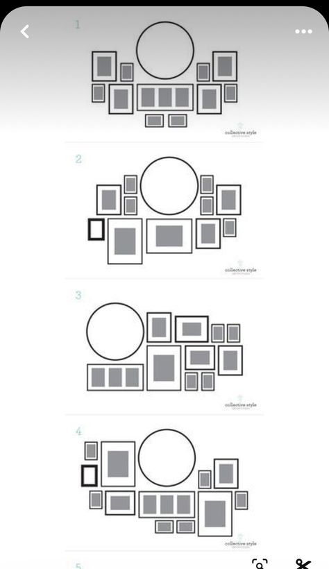 Photo Wall Collage Hallway Layout, Gallery Wall Layout With Circle Mirror, Gallery Wall With Mirror And Shelves, Mirror And Photo Gallery Wall, Round Mirror And Picture Wall Layout, Gallery Wall With Oval Mirror, Gallery Wall With Oval Frames, Staircase Collage Wall Frame Layout, Wall With Mirror