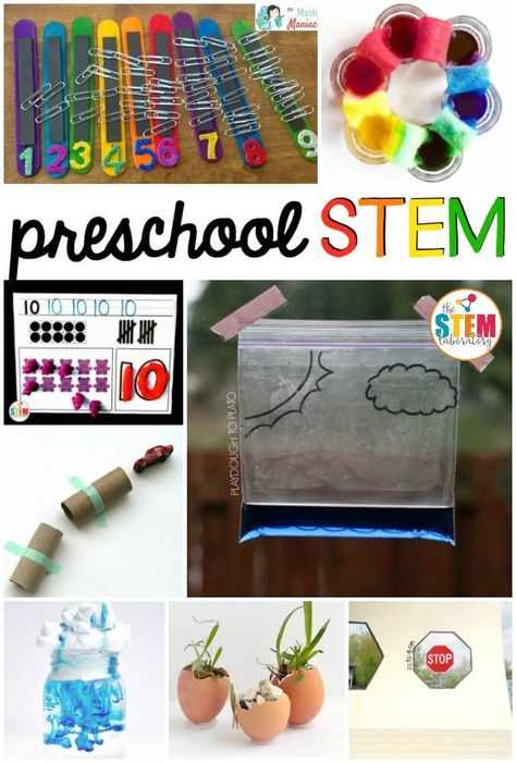 Tons of must-try preschool STEM activities. Preschoolers will love the science, technology, engineering and math projects. Preschool Stem Activities, Pre-k Science, Stem Activities Preschool, Preschool Stem, Stem Classroom, Stem Challenge, Pre K Activities, Stem For Kids, Math Projects