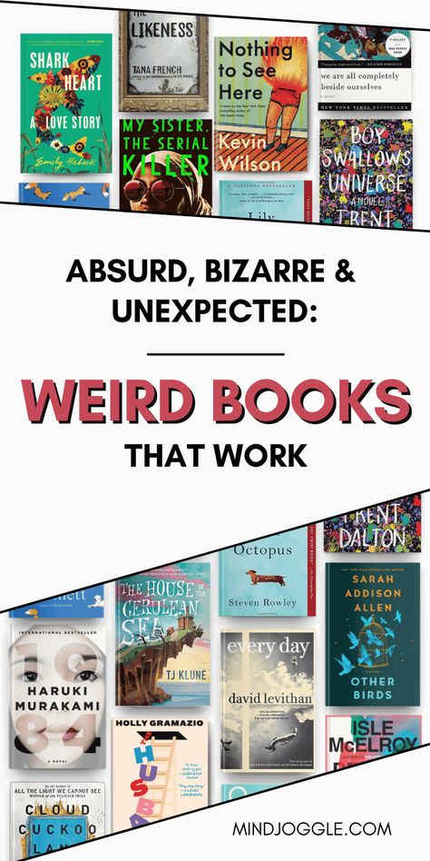 Ever wondered if there are books out there as unique as your imagination? Our recommendations for weird, bizarre, and absurd books will introduce you to strange stories that are both intriguing and unforgettable. Pin this now so you can explore these fever dream reads at your leisure! Weird Book Recommendations, Weird Book Covers, Strange Books, Weird Books, Absurdist Books, Disturbing Books, Strange Stories, Bizarre Books, Survival Books