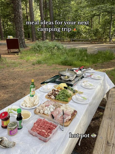 Counting down the days until I’m cooking outside again 🤍 #campingfood... | Camping Food Ideas | TikTok Camping Aesthetic Food, Camp Food, Cabin Food, Camping Aesthetic, Hot Pot, Camping Food, Camping Meals, Outdoor Cooking, Camping Trips