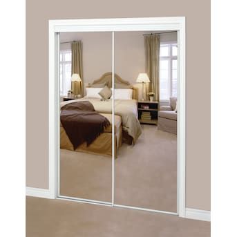 RELIABILT BY0120 72-in x 80-in Bright White Mirrored Glass Prefinished Mirror Sliding Door Hardware Included in the Closet Doors department at Lowes.com Closet Doors Painted, Mirrored Wardrobe Doors, Sliding Mirror Closet Doors, Sliding Mirror Door, White Mirror Frame, Mirror Closet, Closet Mirror, Mirror Doors, Closet Door Hardware