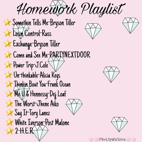 Homework Playlist!🍍☀️🌟📚 Studying Songs Playlist, Best Playlist For Studying, Pregame Songs Playlists, Songs To Listen To When Doing Homework, Homework Playlist, Romantizing School Playlist, Homework Music, Lit Songs, Rap Playlist