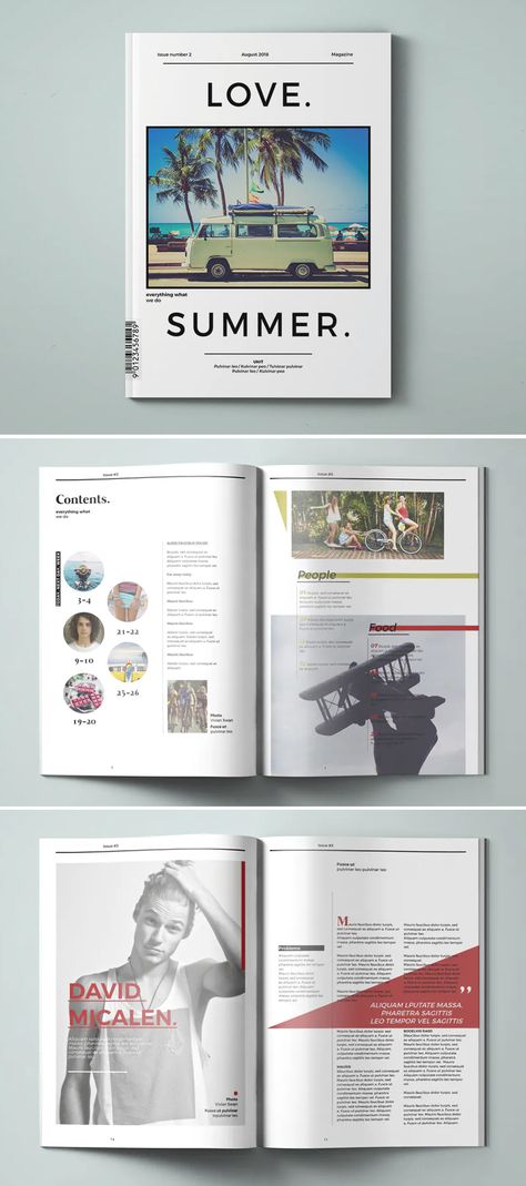 Summer Magazine Layout InDesign INDD - 32 unique pages Cinema Magazine, Summer Magazine Layout, Travel Magazine Cover, Travel Magazine Layout, 잡지 레이아웃, Book And Magazine Design, Brand Magazine, Graphic Designer, Book And Magazine