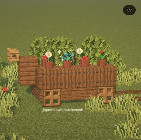 Minecraft Wagon House, Minecraft Wheelbarrow, Minecraft Wagon, Fun Minecraft Builds, Wagon House, Build Minecraft, Minecraft Things, Minecraft House Tutorials, Minecraft Inspo