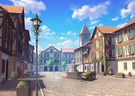 Anime Town Background, No Copyright Pictures, Anime Town, Gacha Backgrounds Outside, Anime House, Anime Kingdom, Castle Background, Episode Interactive Backgrounds, Fantasy Town