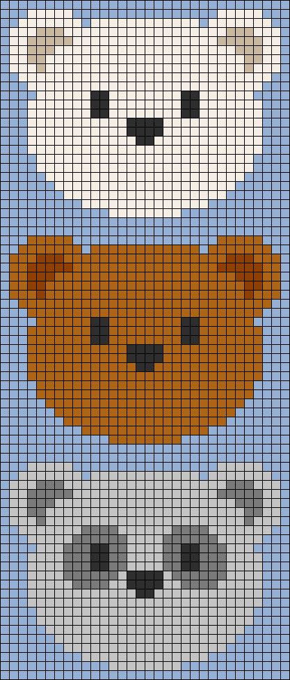 Alpha pattern #87895 | BraceletBook Cute Crochet Grid Pattern, Tapestry Crochet Patterns Cute, Pixel Tapestry Pattern, Horizontal Alpha Pattern, Knitting Pixel Pattern, Bear Pixel Pattern, Pixel Art Bear, Bear Pixel Art, Crochet Pixel Pattern Small Easy