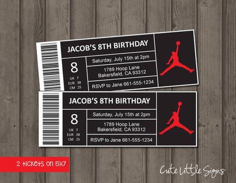 Jordan Shoe Box, Michael Jordan Birthday, Ticket Birthday Invitation, Wedding Luminaries, Jordan Baby Shower, Basketball Theme Party, Jordan Shoe, Wedding Memorial Sign, Birthday Party For Teens