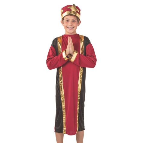 King Herod Costume Diy, King Costume For Kids, Red And Gold Gown, Bible Costumes, Shepherd Costume, Character Props, Nativity Characters, King Herod, Christmas Plays