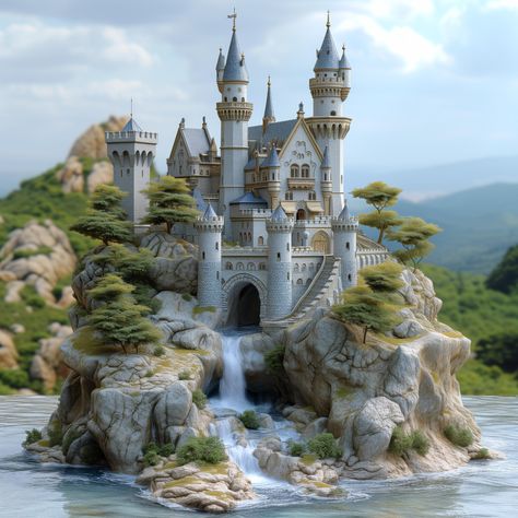 Fairytale castle in a perfect world! It's quite a spacious abode! Cool Castles, Tiny Glade, Fairytale Village, Small Castle, Castle House Plans, Model Castle, Castle Exterior, Paris History, Modern Castle