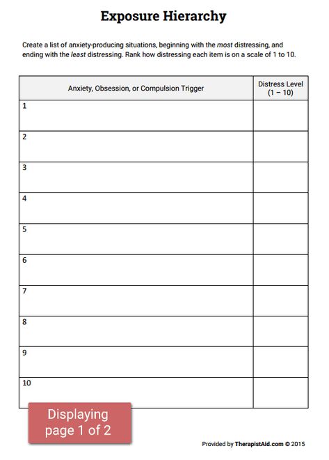 Exposure Hierarchy, Cbt For Ocd, Counseling Theories, Ocd Therapy, Adolescent Therapy, Cbt Techniques, Health Worksheets, Selective Mutism, Cbt Worksheets