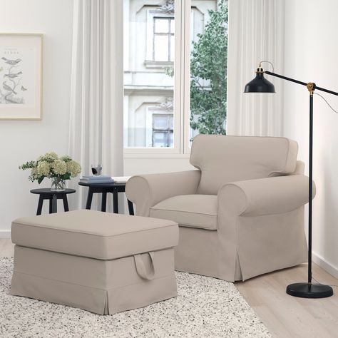 UPPLAND Armchair - Totebo light beige - IKEA Ikea Farmhouse Kitchen, Ikea Uppland, Bathroom Ikea, Living Room Ikea, Nursery Beige, Ikea Farmhouse, Ikea Ektorp Sofa, Ikea Armchair, Armchair Covers