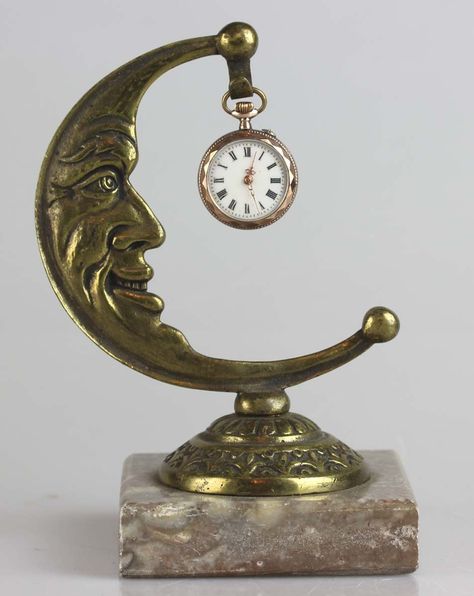 Moon Art Nouveau, Moon Pocket Watch, Moon Clock, Tick Tock Clock, Halley's Comet, Man In The Moon, Cool Clocks, Watch Holder, In The Moon