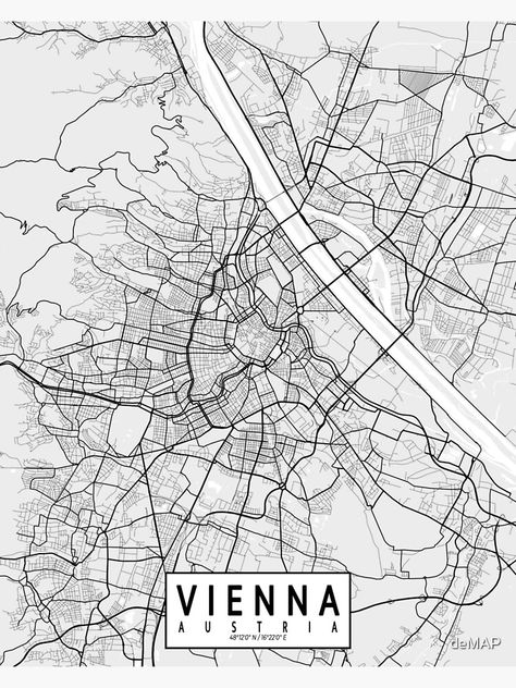 "Vienna City Map of Austria - Light" Poster by deMAP | Redbubble Vienna Art, Vienna Sketch, Vienna Walking Tour Map, Austria Map, Vienna Map, Maps Aesthetic, City Maps Design, Simple Scrapbook, Adventure Book