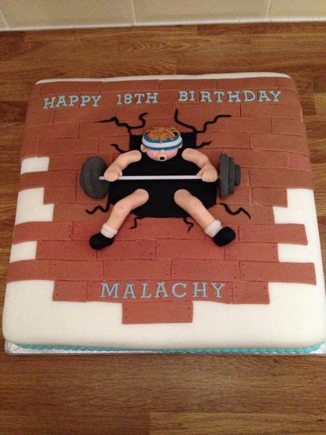 Weight lifter cake Weight Lifter Cake, Cake Samples, Gym Cake, 19th Bday, Weight Lifter, Fondant Cakes Birthday, 50th Birthday Cake, Bday Cake, Boy Birthday Cake