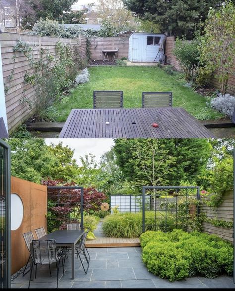 Small Long Garden Ideas, Long Narrow Garden Ideas, Rectangle Garden Design, Small Urban Garden, Working Abroad, Narrow Garden, Small Garden Landscape, Small Front Yard Landscaping, Back Garden Design