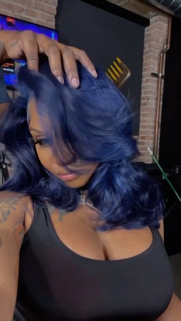 Indigo Blue Hair On Black Women, Blue Black Lace Front Wig, Dark Blue Bob Black Women, Dark Blue Hair Wig, Royal Blue Peekaboo Hair, Short Blue Hair Black Women, Royal Blue Hair Black Women, Blue Black Hair Color Black Women, Dark Blue Lace Front Wig