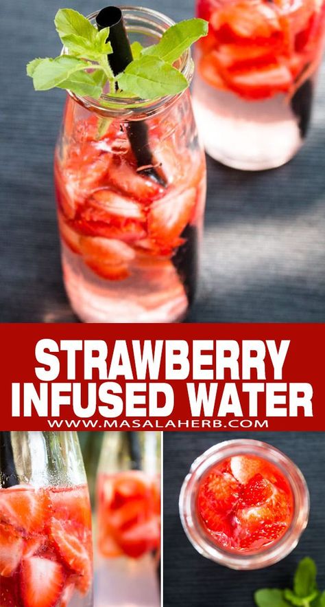 Strawberry Flavored Water, Fruit Flavored Water, Strawberry Infused Water, Fruit Water Recipes, Strawberry Detox Water, Everyday Drinks, Blueberry Water, Fruit Infused Water Recipes, Water Detox