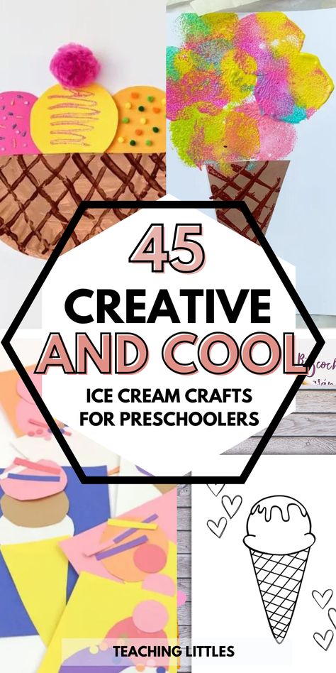 Preschoolers love crafting, and ice cream! Try some of these creative and cool ice cream crafts for preschoolers today! I’ve Cream Craft Preschool, June Art For Preschoolers, Ice Cream Art And Craft For Preschool, Summer Food Crafts Preschool, Ice Cream Day Kindergarten, Ice Cream Craft For Preschoolers, Ice Cream Books Preschool, Should I Share My Ice Cream, Should I Share My Ice Cream Craft