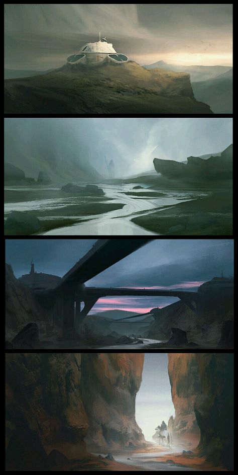 Starwars Landscape, Star Wars Landscapes, Star Wars Environment, Concept Art Star Wars, Color Sketches, Environment Painting, Concept Art Tutorial, Landscape Concept, Fantasy Places