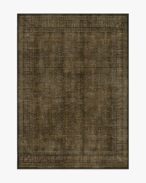 Vesper Olive & Gold Rug | Ruggable Gender Neutral Rug, Olive And Rust Rug, Dark Area Rug Kitchen, Brown Bedroom Rug, Vintage Modern Rug, Solid Color Rugs In Living Room, Warm Tone Rug, Dark Green Area Rug Living Room, Moody Runner Rug