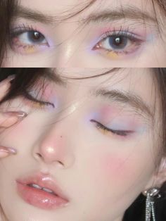 Different Eye Makeup Styles, Pastel Makeup Looks Eyeshadows, Eye Makeup For Small Eyes, Hooded Eyes Makeup, Makeup For Hooded Eyes, Eyeshadow Makeup Tutorial, Shine Makeup, Eye Makeup For Hooded Eyes, Full Makeup Tutorial