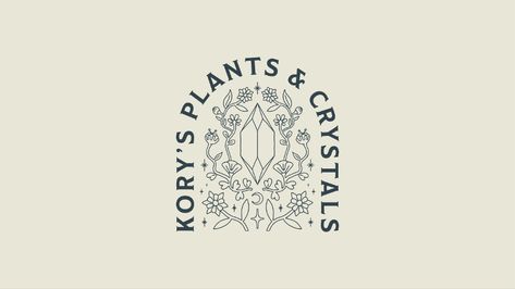 Crystal Shop Branding, Crystal Typography, Crystal Branding, Crystal Logo Design, Gemstone Logo, Plants And Crystals, Magical Menagerie, Crystal Illustration, Plant Logos