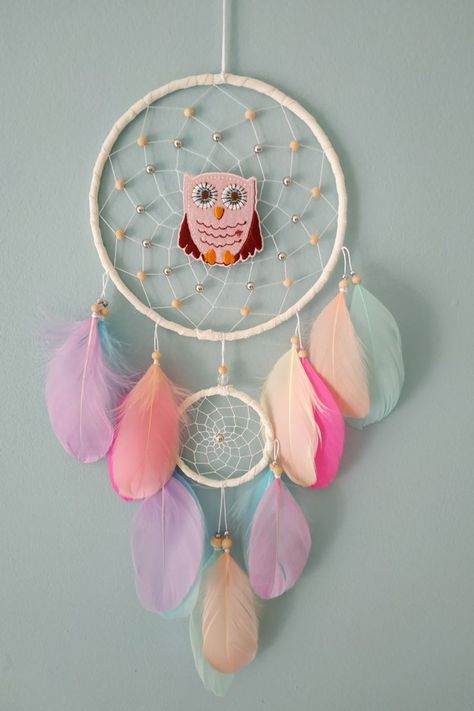 Dream Catcher Nursery Theme, Nursery Dream Catcher, Owl Dreamcatcher, Crochet Owl Dreamcatcher, Owl Room, Owl Nursery Decor, Owl Dream Catcher, Dreamcatcher Baby, Good Dreams