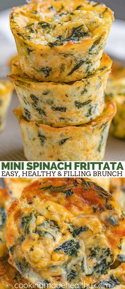 On The Go Meals, Spinach Frittata Recipes, Egg Appetizer, Recipes With Parmesan Cheese, Spinach Frittata, Easy Brunch Recipes, Brunch Recipe, Frittata Recipes, Easy Brunch