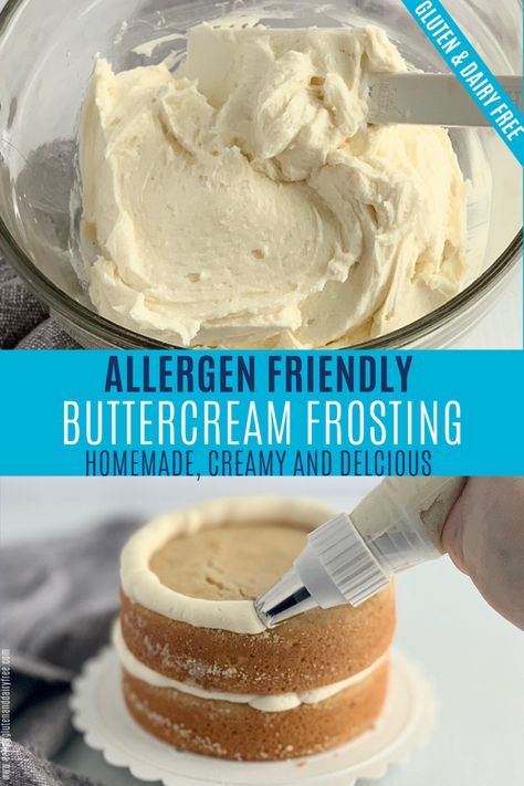 Soy Free Cake, Dairy Free Icing, Gluten Free Frosting, Dairy Free Buttercream, Dairy Free Cake Recipe, Egg Free Cakes, Dairy Free Frosting, Dairy Free Baking, Allergen Free Recipes