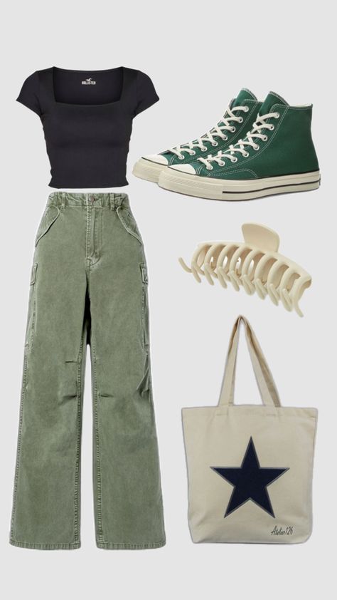 #outfitinspo #green #converse Outfits With Green Converse, Green Converse Outfit, Outfit Ideas Converse, Green Converse, Outfits With Converse, Green Outfit, Cute Fits, Green Aesthetic, Concert Outfit