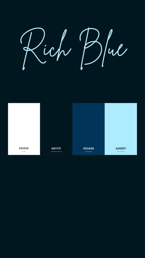 Black Blue Colour Palette, Dark Palette Aesthetic, Color Palette Sophisticated, Css Color Palette, Blue Color Palette Website, Rich Blue Color Palette, Color Palette For Graphic Design, Visual Identity Color Palette, Sapphire Blue Color Palette