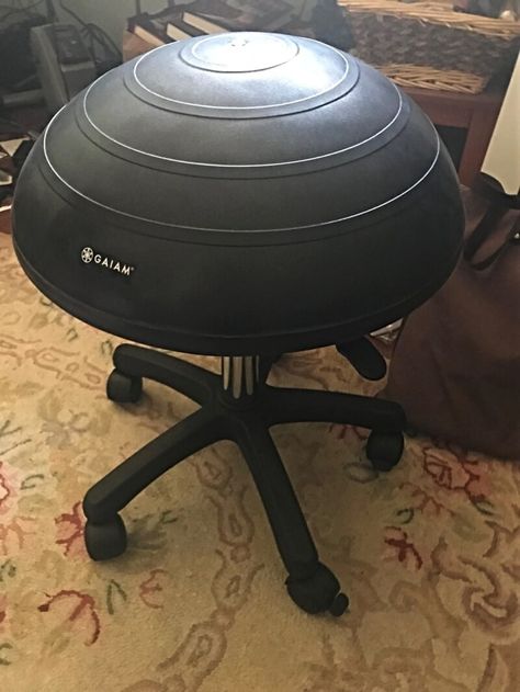 My Every Day Workout With a Balance Ball Office Stool | A Midlife Wife Balance Ball Chair, Balance Ball, Office Stool, Ball Chair, Work Chair, Charcoal Grill, Eclectic Decor, Dining Room Chairs, Seating Area