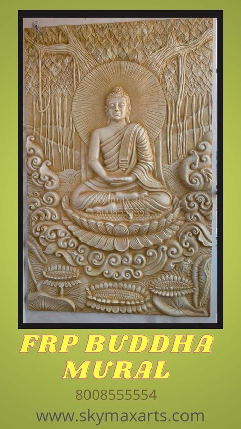 F R P Buddha mural art Buddha Mural, Meditating Buddha, Buddha Face, Buddha Meditation, R P, Buddha Art, Still Life Art, Mural Art, Stone Wall