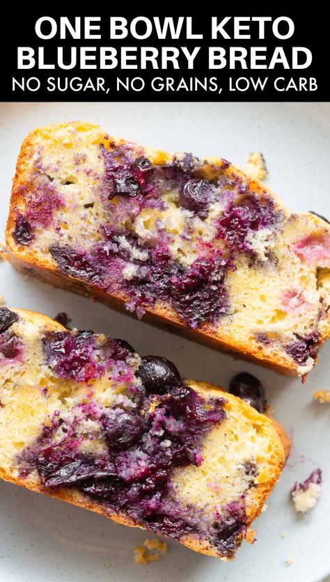 This keto blueberry bread is so moist and tender, you won't believe it is low carb! NO sugar and no grains, it's made in one bowl and perfect for desser! 3 grams net carbs per serving. Blueberry Bread Recipes, Keto Blueberry Bread, Lemon Bread Recipes, Low Carb Milk, Lowcarb Recipes, Bread Keto, Keto Blueberry, Lemon Blueberry Bread, Free Keto Meal Plan