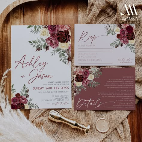 Maroon Wedding Invitations, Wedding Invitations Maroon, Sage Wedding Invite, Aesthetic Wedding Invitations, Wedding Invitations Burgundy, Christian Wedding Invitations, Engagement Invite, Bridal Shower Planning, Maroon Wedding