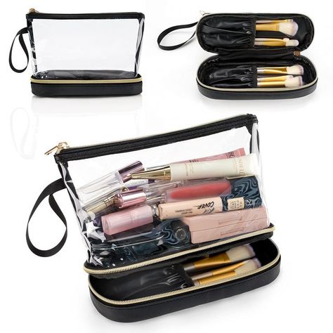 Clear Makeup Bag, Small Makeup Bag for Purse Travel Makeup Bag for Women TSA Approved Cosmetic Bag Waterproof Toiletry Bag Makeup Bag For Purse, Tsa Approved Toiletries, Clear Makeup Bag, Pochette Portable, Clear Cosmetic Bag, Clear Makeup, Clear Makeup Bags, Travel Makeup Bag, Waterproof Pouch