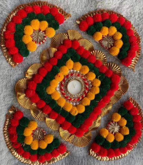 *New Mat Set* Pack of 5 Pc * Freeship* By Tirupati Courier Other Courier extra 30 rs #matsfordecor #rangolimat #rangolipompom #pompomrangoli #UI19850FSPR Diwali Drawings, Handmade Rangoli, Diy Rangoli, Ready Rangoli, Diya Holder, Diwali Aesthetic, Diy Kids Tent, Leaf Art Diy, Happy Diwali Photos