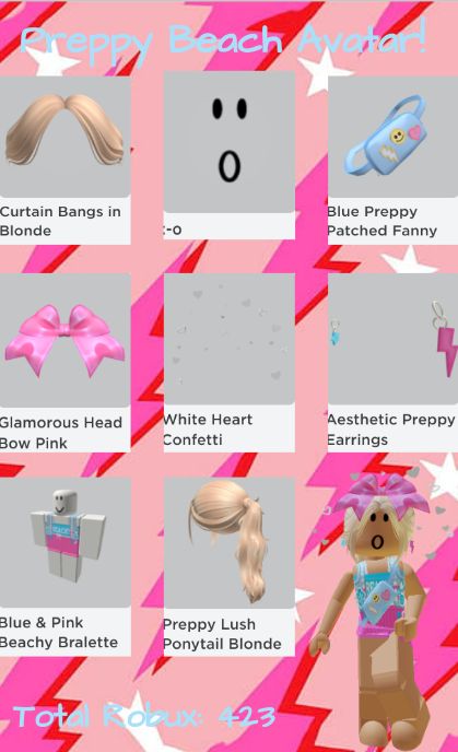 Preppy Avatar Ideas, Xoxo Aesthetic, Preppy Avatar, Preppy Names, Roblox Preppy, Avatar Video, Free Avatars, Adopt Idea, Preppy Beach