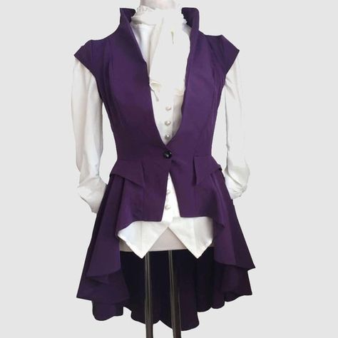 Purple Medieval Outfit Men, Purple Steampunk Outfit, Purple Fantasy Outfit Male, Purple Pirate Outfit, Purple Tailcoat, Purple Steampunk, Victorian Waistcoat, Victorian Purple, Plain Purple